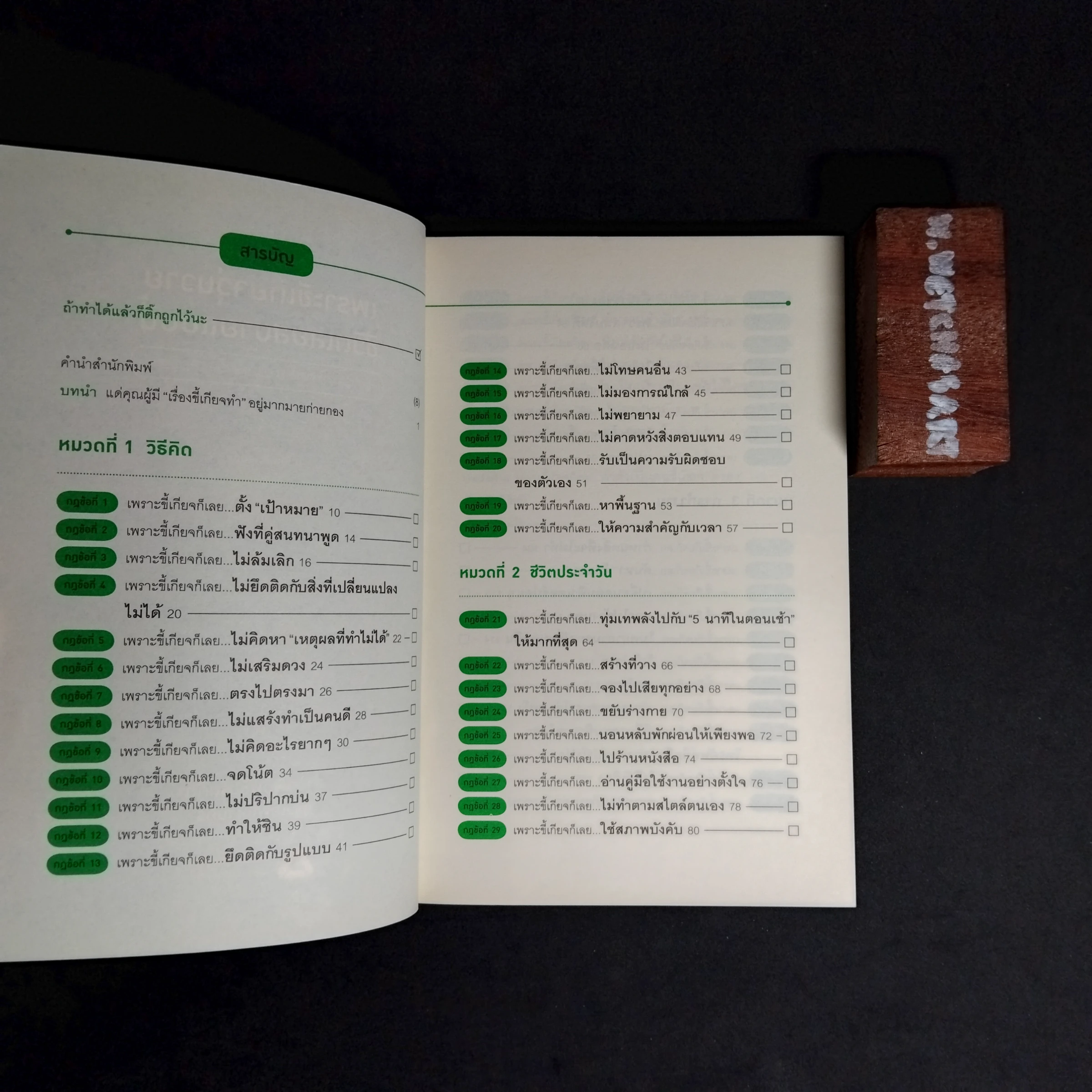 เพราะขี้เกียจวุ่นวาย ชีวิตเลยสบายแบบนี้ — Table of contents 1